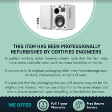 Load image into Gallery viewer, Refurbished Majority White D70X 𝗕𝗟𝗨𝗘𝗧𝗢𝗢𝗧𝗛 𝗕𝗢𝗢𝗞𝗦𝗛𝗘𝗟𝗙 𝗦𝗣𝗘𝗔𝗞𝗘𝗥𝗦 – Powered Stereo, USB Playback & Charging, HDMI ARC, Optical, Phono, Aux, Turntable Compatible, Extra Bass