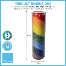 Load image into Gallery viewer, SCENTED RAINBOW CHAKRA CANDLE | Perfect for Relaxation, Yoga, Meditation &amp; Aromatherapy | Meditation - Mindfulness - Spiritual - Holistic | Honey suckle and Cedar scented | 21cm tall with 100 hour burn time
