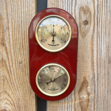 Load image into Gallery viewer, Wooden Barometer & Thermometer | Weather station wall room indoor thermometer | 19cm x 10cm | Two dials – one for temperature and one for humidity