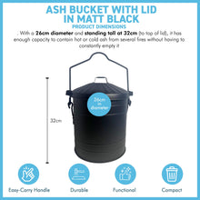 Load image into Gallery viewer, Ash Bucket with Lid in Matt Black, Fireplace Accessory