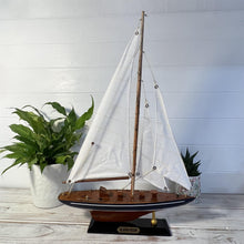 Load image into Gallery viewer, J Class Wooden ENDEAVOUR MODEL YACHT | Richly Detailed Endeavour Model | Yacht Ornaments | Sailing Yacht on a Display Stand | Sailing | Boats