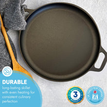 Load image into Gallery viewer, Black Cast Iron 14” Pizza Pan | Skillet for cooking | Baking and grilling | Long lasting and durable | Even heating