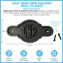 Load image into Gallery viewer, GWR Logo Railway Plaque, Antique Style Cast Iron Iconic Railway Memorabilia