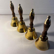Load image into Gallery viewer, Set of Four Elegant 18cm Aluminium Library Hand Bell with Antique Brass Finish and Wooden Handle