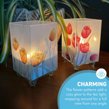 Load image into Gallery viewer, Set of 2 Elegant 1 x Yellow Tulip and 1 x Red Tulip Glass Votive Candle Holders – Decorative Accent for Warm Ambiance, Ideal for Home Decor, Gifts & Special Occasions