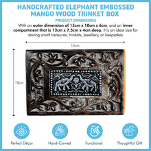 Load image into Gallery viewer, Handcrafted Mango Wood Trinket Box with Elephant Embossed Design, Decorative Storage for Jewellery & Keepsakes