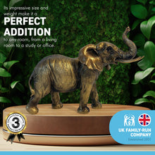 Load image into Gallery viewer, ELEPHANTS ORNAMENT IN ANTIQUE GOLD COLOUR FINISH | Wildlife Statue | Elephants | Ornaments for the Home | Elephant Lover Gift Birthday Friendship Gifts | Wildlife Animal Lover Gift