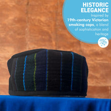 Load image into Gallery viewer, Handmade Nepalese Wool Black Smoking Cap, Lightweight, Stylish, with Traditional Tibetan Accents, Size 56cm, small