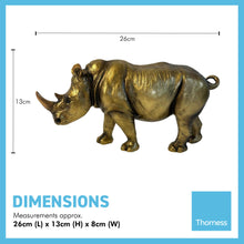 Load image into Gallery viewer, RHINO ORNAMENT IN ANTIQUE GOLD COLOUR FINISH | Wildlife Statue | Rhinoceros | Ornaments for the Home | Rhino Lover Gift Birthday Friendship Gifts | Wildlife Animal Lover Gift