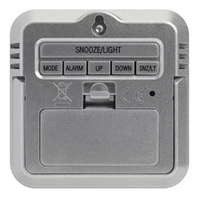 Load image into Gallery viewer, Habitat Silver LCD Display Digital Alarm Clock | Calendar and temperature display | Snooze option
