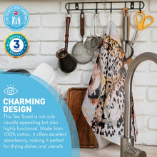 Load image into Gallery viewer, Leopard Tea Towel | 100% Cotton | Large kitchen towel for drying| Hand towel with Leopard | Leopard themed gift | Animal house Gift | Cotton tea towel | 70 cm x 50 cm