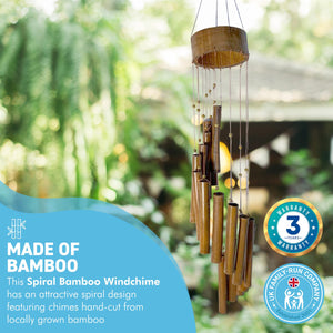 67cm Long Indonesian Home and Garden Bamboo Spiral Windchime | chime ornament | wooden wind chimes | Classic Zen Garden windchime for relaxation | Bamboo wind chimes for garden.