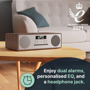 Bluetooth Hi-Fi Dual Stereo System with CD Player, DAB radio FM | AUX & USB, Mains Powered & Remote Control | Ideal for Home and Office, Majority Oakington Walnut Digital Radio