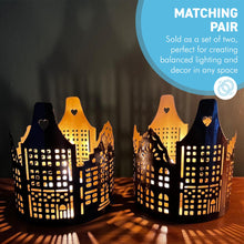Load image into Gallery viewer, Set of two Tea light Holders Black and Gold