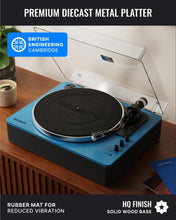 Load image into Gallery viewer, The Folio Record Player – A Bluetooth Turntable with Built-In Speakers and USB Recording (Blue) Refurbished