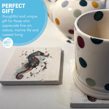 Load image into Gallery viewer, Pair of Seahorse Stone Coasters โ 10cm x 10cm, Marine Wildlife Art, Perfect Gift for Nature Lovers