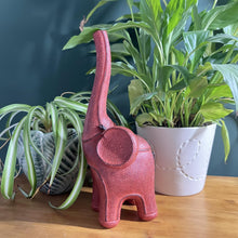 Load image into Gallery viewer, Good Luck Resin Elephant Ornament with Raised Trunk and Leather Look Finish