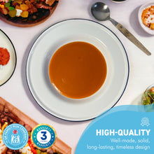 Load image into Gallery viewer, 24CM WHITE ENAMEL SOUP PLATE | Meal plate | Enamel plate | Large deep plate | Traditional plate | Kitchen plate for soup sides pasta | 24cm diameter with 4cm depth