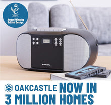 Load image into Gallery viewer, Oakcastle BCX10 Portable CD Player Boombox | Cassette Player &amp; FM Radio | 2.0 Stereo Sound | Cassette Recorder | 15hr Playtime with Batteries | LED Display, Headphone Jack, Simple Controls
