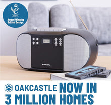 Load image into Gallery viewer, Oakcastle BCX10 Portable CD Player Boombox | Cassette Player & FM Radio | 2.0 Stereo Sound | Cassette Recorder | 15hr Playtime with Batteries | LED Display, Headphone Jack, Simple Controls