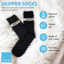Load image into Gallery viewer, SKIPPER PAIR OF SOCKS | Sailing Gift | Gifts for boat owners | Nautical socks | Cotton rich | Adult Size UK 6-12 EU 39-46