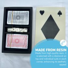 Load image into Gallery viewer, Elegant Handcrafted Luxury Resin Double Deck Playing Card Box with Dice Set