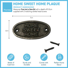 Load image into Gallery viewer, Cast Iron Antique Style HOME SWEET HOME PLAQUE SIGN | New Home | Home sweet home signs | Home signs quote | 7cm x 3cm