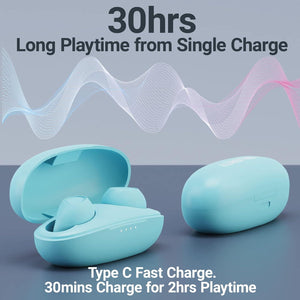 Majority Biodegradable WIRELESS EARBUDS, Bluetooth Earphones 5.3, 30H Playtime | Eco-Friendly Ear Buds With Fast Charging Case, Stereo Sound, Built-In Mic | In-Ear Headphones, Tru Bio | Blue