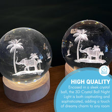 Load image into Gallery viewer, Set of Two 3D Crystal Ball Night Light USB Lamp with Elephant designs, elegant modern illumination for any room