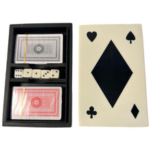 Load image into Gallery viewer, Elegant Handcrafted Luxury Resin Double Deck Playing Card Box with Dice Set