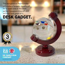 Load image into Gallery viewer, GALILEO THERMOMETER WITH CHERRY WOOD BASE | Thermometer | Temperature Gauge | with 5 Floating Temperature Globes | Weather Instrument | Indoor Thermometer