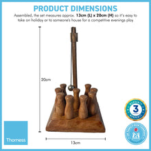 Load image into Gallery viewer, HANDCRAFTED SOLID WOOD BAR SKITTLES GAME | wooden bowling set | Pub skittles set | table top skittles | Devil amongst the tailors | Indoor skittles | vintage traditional pub game | tabletop skittles