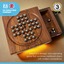 Load image into Gallery viewer, WOODEN SOLITAIRE WITH DRAWER FOR STORING THE METAL MARBLES| Travel games | Wooden Games | Strategic Games | Traditional Games Loved by Adults