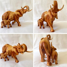 Load image into Gallery viewer, Wood Effect Elephant and Calf Decorative Ornament - Wildlife Home Accessory Gift for Living Room