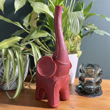 Load image into Gallery viewer, Good Luck Resin Elephant Ornament with Raised Trunk and Leather Look Finish