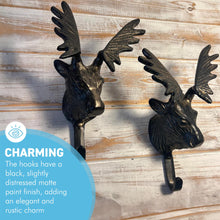 Load image into Gallery viewer, Set of 2 Wall-Mounted Cast Iron Deer Head Hook for Hats, Coats Durable and Stylish