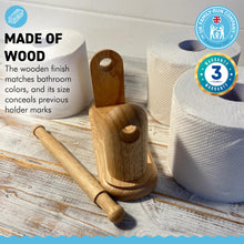 Load image into Gallery viewer, WOODEN TOILET ROLL HOLDER | Made from 100% Hevea wood | Wooden bathroom accessories | Toilet roll holder for bathroom | 20cm (L) x 7cm (W) x 11cm (D)