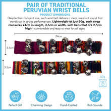 Load image into Gallery viewer, 2 x Peruvian style Wrist Bells with colourful strap, Handcrafted Percussion Instruments