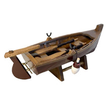Load image into Gallery viewer, BROWN HULL MODEL ROWING BOAT | Sailing | Yacht | Boats | Models | Nautical Gift | Sailing Ornaments | Boat on Stand | 14cm (L) x 5cm (H) x 5.5cm (W)