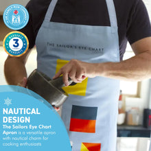 Load image into Gallery viewer, The Sailors Eye Chart Apron | Unisex Apron for Coking | Sailors Design | Novelty Cooking gift | Nautical gift | 100% cotton | Adjustable Apron | 85cm x 70cm