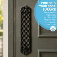 Load image into Gallery viewer, The Jali – Pierced Lattice Cast Iron Finger Plate That Turns a Plain Door into a Period Feature