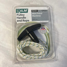 Load image into Gallery viewer, PULLEY HANDLE AND ROPE FOR LAWNMOWER | Lawn mower pull cord | Pull cord replacement to fit most petrol machines | Part number GP033 | 2 metre rope