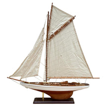 Load image into Gallery viewer, Fully Rigged Lulworth Model Yacht | 65cm (L) x 72cm (H) | Nautical ornament | sailboat model | Lulworth sailing ship model | Fully assembled model boat ready for display