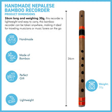 Load image into Gallery viewer, Handmade Nepalese Bamboo Recorder, traditional wooden Indian flute, ethnic wind instrument for folk music