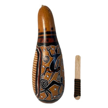 Load image into Gallery viewer, TRADITIONAL PERUVIAN FAIRTRADE GOURD GUIRO and SHAKER | Carved Shaker | Musical Instrument | Rainmaker |Musical Instrument | Percussion
