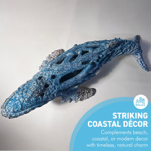 Load image into Gallery viewer, Hand-Painted Large Humpback Whale Ornament in Resin, 46cm Wide , Perfect Nautical Gift & Ocean Decor