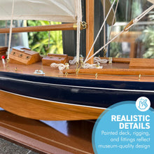 Load image into Gallery viewer, J CLASS WOODEN SAILING YACHT MODEL 76CM | Americaโs Cup Racing Sailboat 97cm High | Nautical Display Ornament | Ideal Gift | Partly Assembled Model Boat Kit