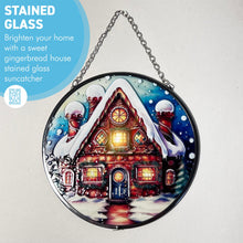 Load image into Gallery viewer, 6-Inch Stained Glass Suncatcher - Gingerbread House Design for Windows, Holiday Decor, and Gifts