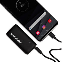 Load image into Gallery viewer, Veho Pebble PZ-5 𝗣𝗢𝗥𝗧𝗔𝗕𝗟𝗘 𝗣𝗢𝗪𝗘𝗥 𝗕𝗔𝗡𝗞 5000mAh, USB-C Rechargeable Battery Pack, Compact Phone & Tablet Charger, Model VPP-114-PZ5-B