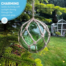 Load image into Gallery viewer, Green Glass Fishing Buoy Tiki Bar Light with LED Lights, Nautical-Style Ornament for Home Decor